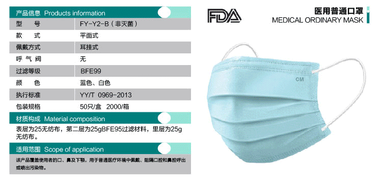 朝美9527醫用普通口罩 F-Y2-B圖片1