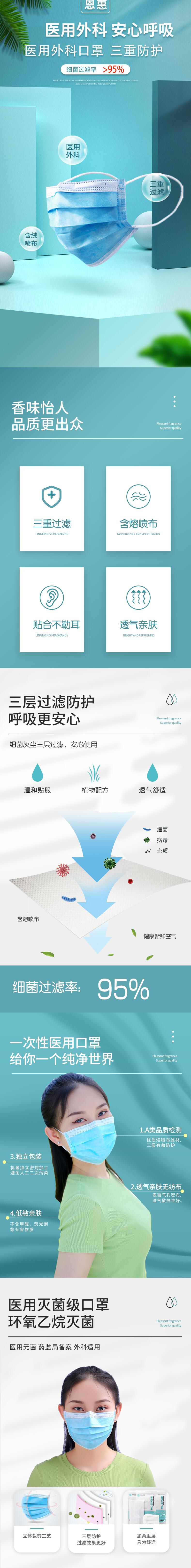 恩惠醫療一次性滅菌醫用外科口罩圖片