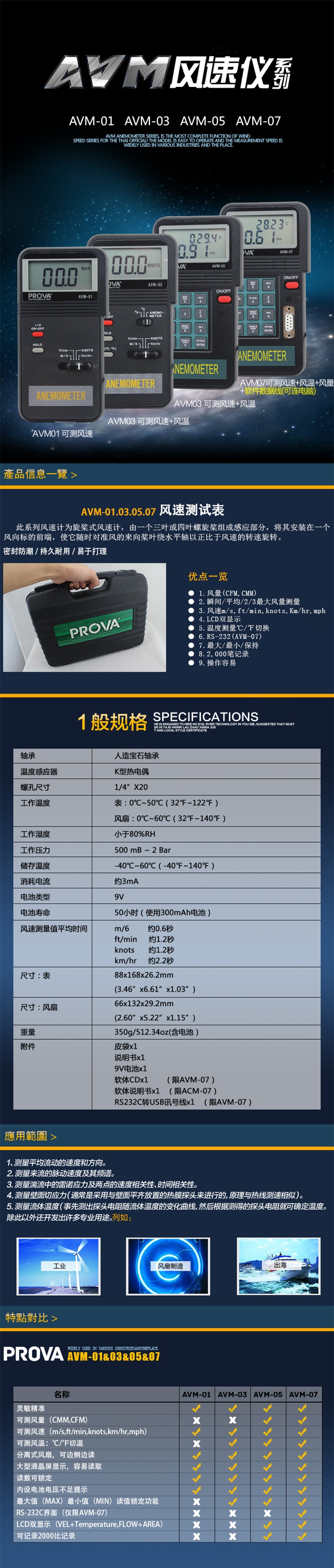 臺灣泰仕AVM-07記憶式風(fēng)速計(jì)溫度計(jì)圖片1