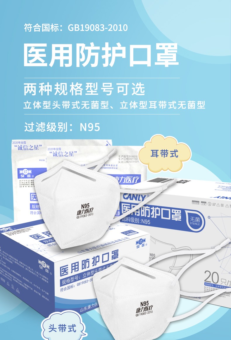 康力醫(yī)療貝蕾醫(yī)用防護口罩圖片1
