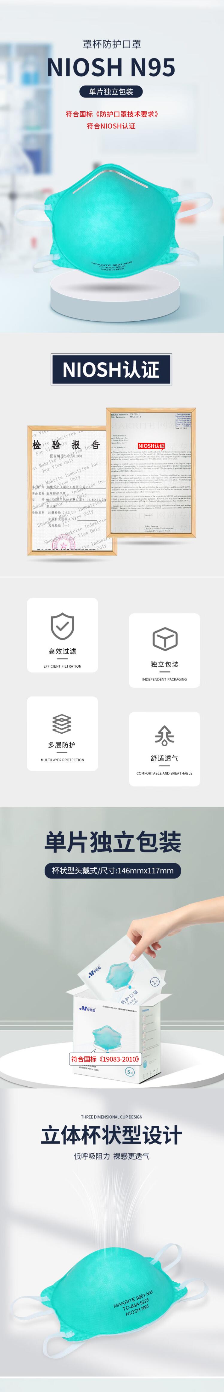麥特瑞9601-N95杯狀頭戴式醫(yī)用防護口罩圖片1
