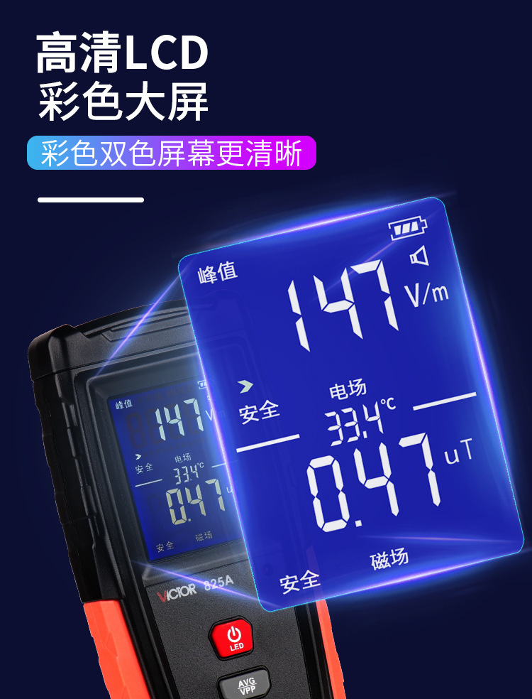 勝利(VICTOR)VC825A家用電磁波輻射檢測(cè)儀圖片5