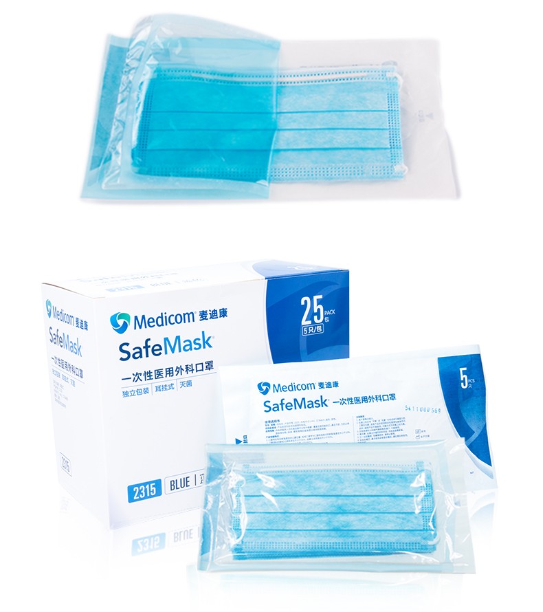 麥迪康2315藍色一次性醫(yī)用外科口罩圖片4