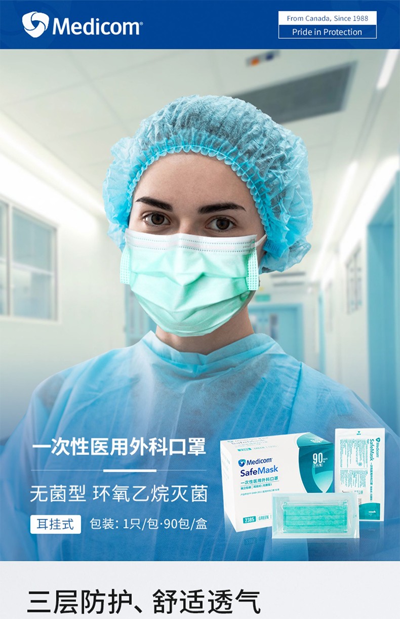麥迪康2385無菌藍色一次性醫(yī)用外科口罩圖片1