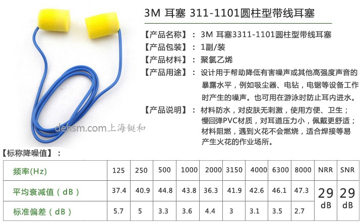 3M311-1101帶線防噪音耳塞產(chǎn)品性能及特點(diǎn)