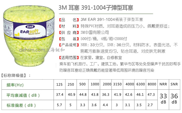 3M391-1004高降噪防噪音耳塞產品特點及性能